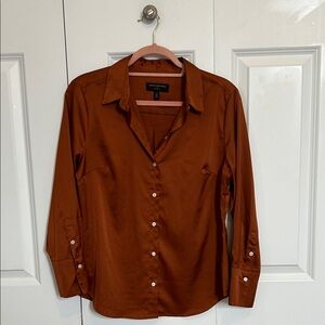 Banana Republic Copper Satin Button-Up Shirt